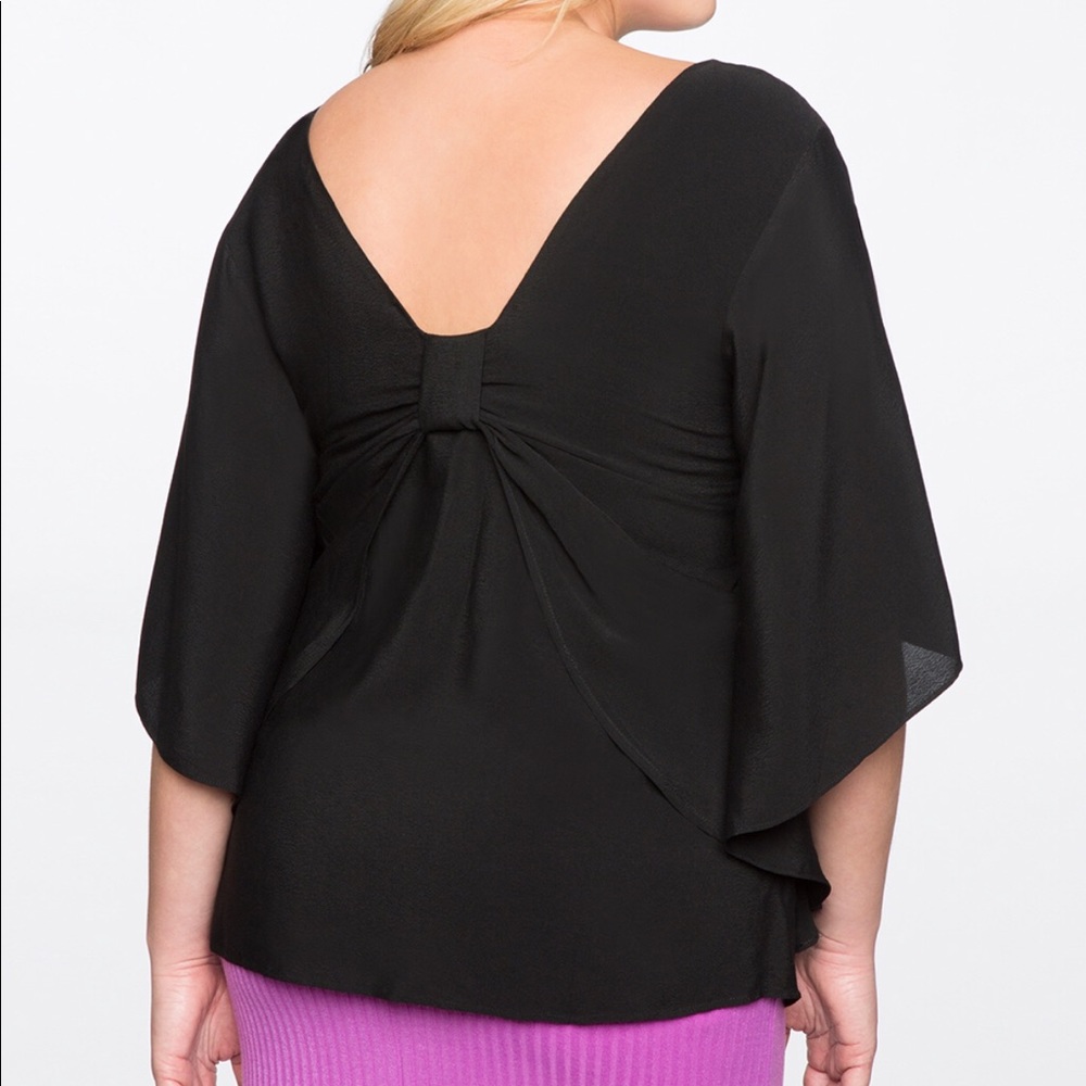 🆕 Eloquii Flare Sleeve Bow Back Top - Picture 3 of 5